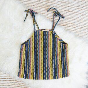 Texture and Thread x Madewell Halter Sz XS Rainbow Crochet Tie Shoulder Tank Top